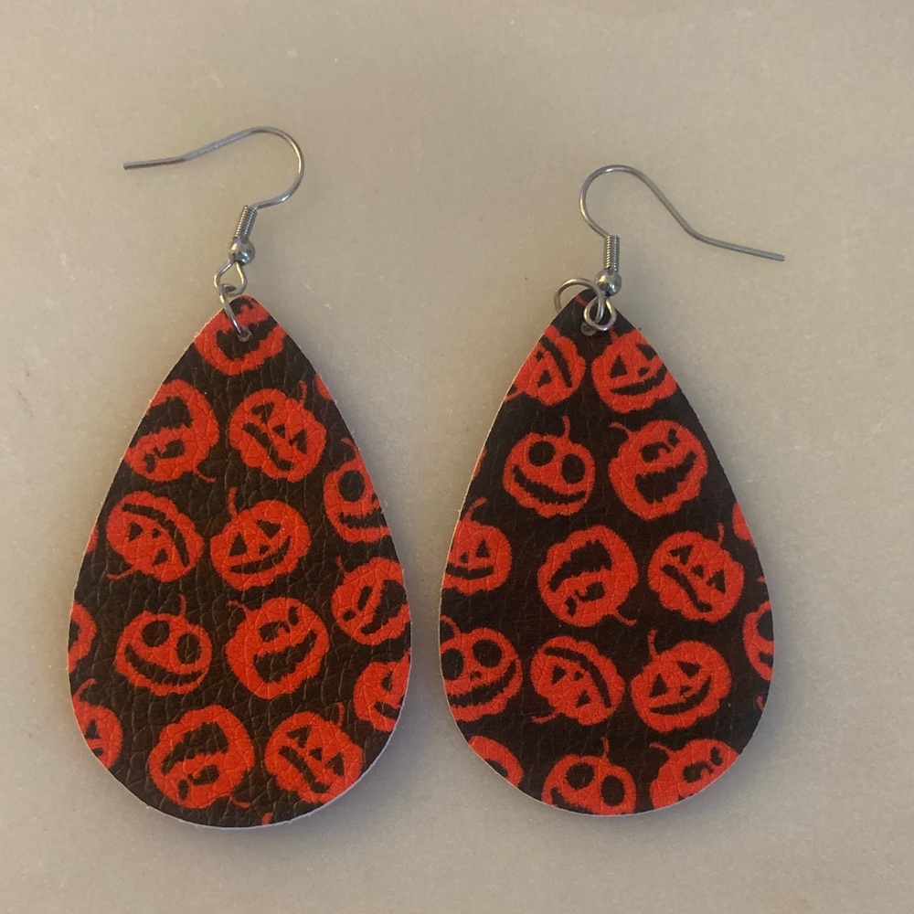 Halloween Pumpkin Teardrop Earrings